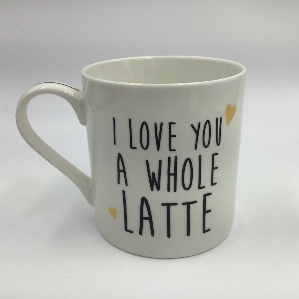 I LOVE YOU A WHOLE LATTE Coffee Mug Gold Hearts